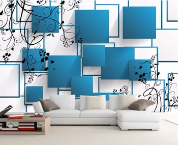 Beibehang Lakberendezés tapéta falfestmény 3D kék doboz egyszerű TV háttér nappali hálószoba belső falfestmény fotó 3d háttérkép