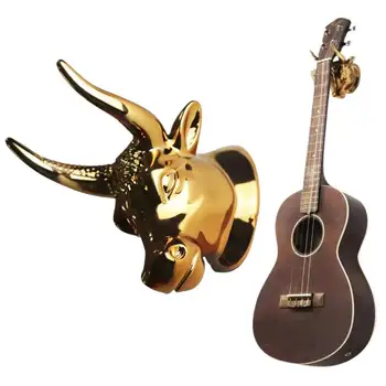 Bull Head Gitár akasztó Hook Réz bevonat ABS anyag Falra szerelhető Bull Art gitár Ukulele Hook Gitár akasztó