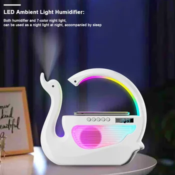  intelligens párásító 350ml aroma illóolaj diffúzor automatikus kikapcsolása BT hangszóró vezeték nélküli töltő légnedvesítő 7 színes éjszakai fény