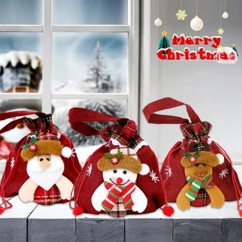 Új rajzfilm karácsonyi cukorka táska Tote karácsonyi díszek Gyermek karácsony esti Apple táska csomag zseb