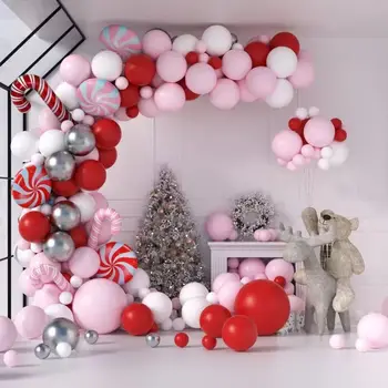 Princess rózsaszín karácsonyi témájú léggömb koszorú szett alumínium fólia nyalókás lufik karácsonyi beltéri és kültéri dekorációs ballo
