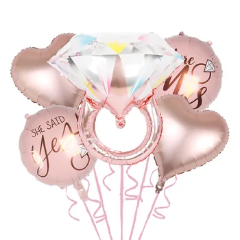 Gyémántgyűrű fólia ballon készlet felfújható rózsaarany lufi leánybúcsúra Menyasszony buli esküvő Valentin-napi dekoráció