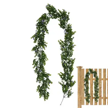 Mesterséges eukaliptusz füzér 5.9 láb Karácsonyi fal Zöld füzér Otthoni dekorációk állítható zöld koszorú ablak kandallóhoz