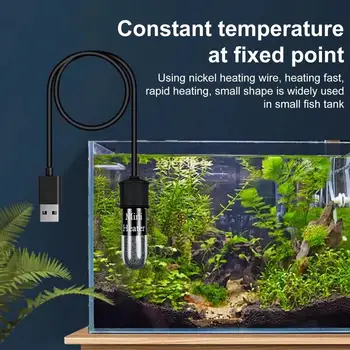 Hordozható USB haltartály melegítő USB-tápellátású mini akvárium fűtőrúd tapadókoronggal tartályokhoz vízi halak karbantartásához