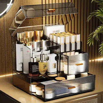 akril Luxus kozmetikai tároló doboz hálószoba asztal nagy kapacitású bőrápolási termékek rúzs ékszerek porálló szervező állvány