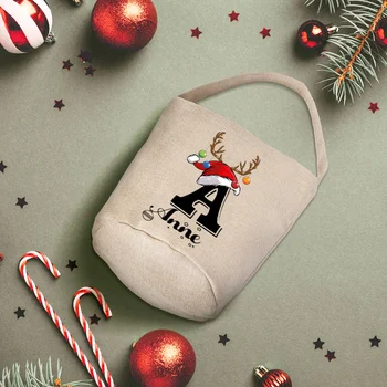 Személyre szabott nagy Mikulás karácsonyi zsák vödör táskák Retro hagyományos karácsonyi ajándéktáska Apa karácsonyi kézbesítő zsák