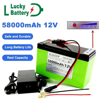 Lucky 18650 lítium akkumulátor 12v 58Ah alkalmas napenergiához és elektromos járművek akkumulátorához Tápellátás kijelző +12.6v 3A töltő