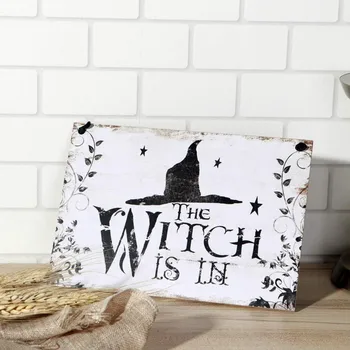 Kézzel készített Halloween medál 20x15cm-es fa Halloween kerti boszorkány jel Vintage Home Fesztivál Mindenszentek napi ajándékok listázása