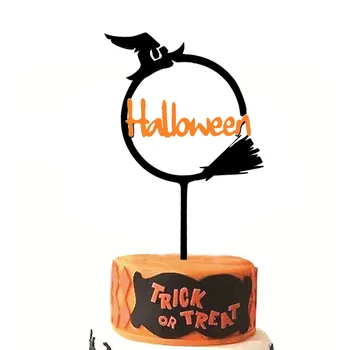 Új boldog Halloween torta feltétje akril csontváz tök trükk vagy csemege boszorkány torta feltét Halloween party torta dekorációkhoz