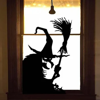 Horror Party kellékek Halloween ablak dekoráció Halloween ajtó fali dekoráció matrica ijesztő boszorkány Halloween lakberendezés