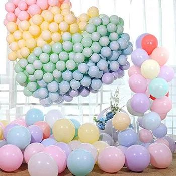 pasztell színes parti lufik 100 csomag 10 hüvelykes Macaron válogatott szivárványos léggömbök születésnapi zuhanyhoz Party dekoráció tartós
