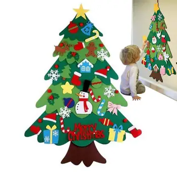DIY filc karácsonyfa falra akasztva DIY karácsonyfilc karácsonyfa karácsonyfa 21db levehető karácsonyi díszekkel