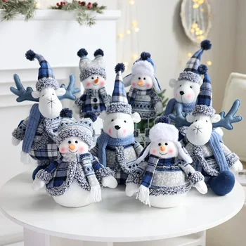 Karácsonyi kék szövet teleszkópos hóember baba ünnepi ajándék jelenet dekorációs darabok karácsonyi dekorációs ajándék