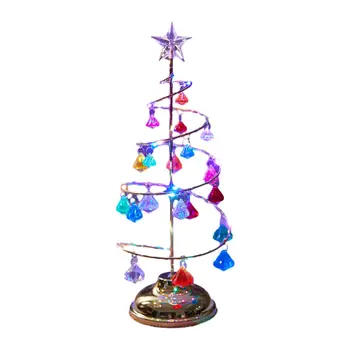 Karácsonyfa lámpa éjjeli lámpa dekoráció Fém fa éjszakai fény kristály spirál karácsonyfa lámpa téli esküvői dekorációhoz