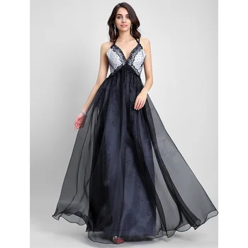 A-Line Celebrity Dress Style Prom formális estélyi spagetti pánt ujjatlan földig érő organza csipkével 2022