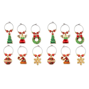 Borospohár charms készlet 12 koktéljelölővel Címkék Pezsgőspoharak Karácsonyi díszek