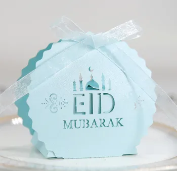 50Pcs Muszlim Eid Al-fitr Mubarak cukorka doboz Ramadan Kareem ajándékdobozok Muszlim EID csokoládé doboz party kellék 10Db Muszlim Eid