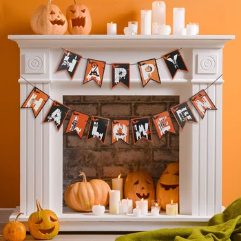 Halloween banner ijesztő parti jelenet kellékek szellem vér banner pók horror ház fal függő dísz boldog halloween dekoráció