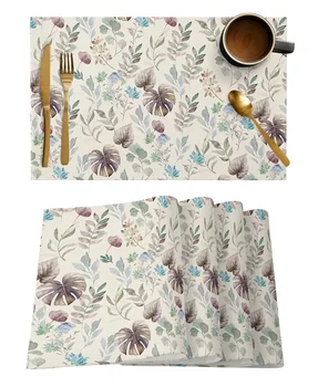 4/6 db akvarell virágok trópusi növények levelek Konyha tányéralátét étkezőasztal dekoráció asztali szőnyeg otthoni dekoráció kávé teáspad csésze