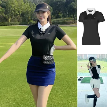 Női golfruházat Nyári rövid ujjú sport gyorsan száradó vékony póló póló Sokoldalú teniszing és szoknya