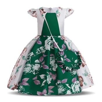 Táska küldése virág Vintage lány hercegnő Party ruha Gyermek ruházat Minta ruhák Gyerek jelmez Esküvői ruha Estélyi Vestidos