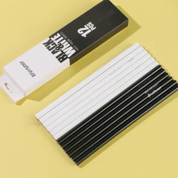 12 Fekete-fehér színes ceruzák dobozos Kiváló minőségű hallgatói művészeti vázlat Magasfényű festés Fa kerek rúd Ceruza Írószer