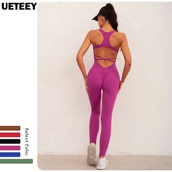 2023 Új jógakészletek Edzőtermi jumpsuit párnákkal Női sportoverallok Lycra Active Wear fitneszruházat Edzőruhák Futóruha