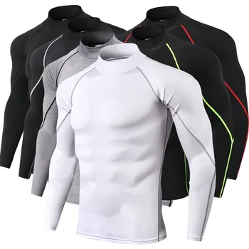 Férfi sport póló Quick Dry Bodybuilding futóing Hosszú ujjú kompressziós felső torna póló férfi fitnesz szűk Rashgard