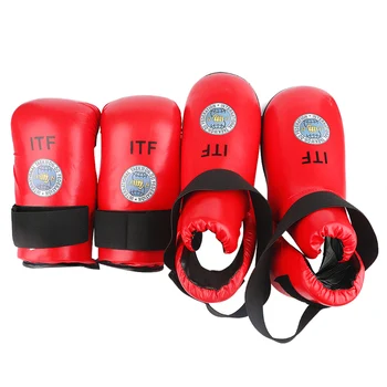 Taekwondo ITF kesztyű lábvédő szett bokavédő kiváló minőségű PU bőr ITF védő lábbeli Boot Boxing felnőtt gyermek
