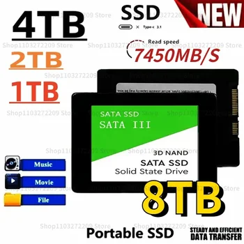SSD Sata3 4TB szilárdtestalapú merevlemezek lemez 7450MB/s nagy sebességű 2TB 1TB Sata3 2,5 hüvelykes belső szilárdtestalapú meghajtók laptophoz PS5