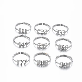 111 222 333 555 777 888 999 666 444 rozsdamentes acél szögszámgyűrű nőknek állítható nyitott gyűrűk Lucky Jewelry Legjobb ajándékok