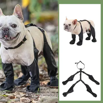 Kutyacipők vízálló, állítható kutyacsizmák Kisállat lélegzetelállító cipők kültéri sétához Puha francia bulldog cipők Háziállatok mancsvédője