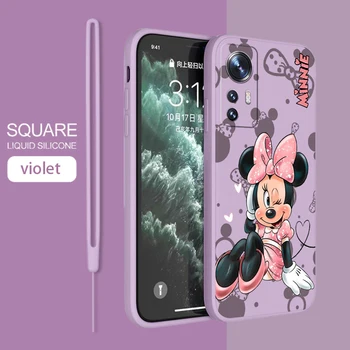 Anime Minnie Mickey szerelmi telefontok Xiaomi Mi 12 12T 11 11T 10 10T 9 9SE Lite Pro Ultra A3 folyékony kötél szilikon fedél alapok