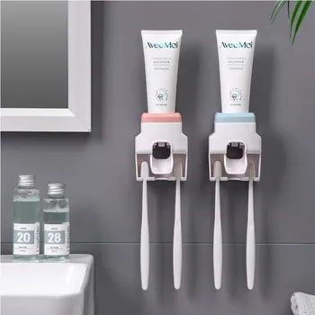 Fürdőszoba automata fogkrém disp.. Vízálló lusta fogkrém facsaró fogkefe tartó Automatikus facsaró fürdőszobai termékek