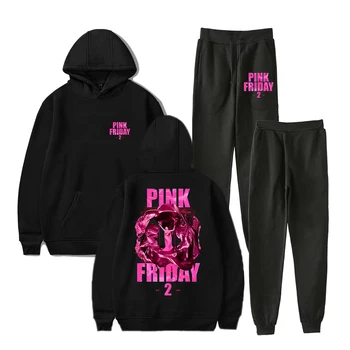 Nicki Minaj Alternatív borító kapucnis pulóver szett rózsaszín Friday 2 album Merch Nők Férfi Divat Alkalmi utcai ruházat
