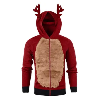 Karácsonyi kapucnis pulóverek pulóver férfiak Aranyos karácsonyi jávorszarvas cosplay pulóverek Szabadidő Csúnya karácsonyi rénszarvas pulóver pulóver kabát 2023