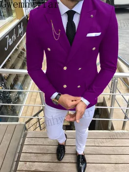 Gwenhwyfar Business Slim Fit férfi öltönyök 2 részes kabát nadrág szett vőlegény esküvőre Tuxedo egyedi készítésű formális jelmez homme