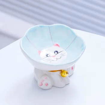 Új divat kisállat kiegészítők Kerámia macska tál Kutya tál ételhez és vízhez Felborulás elleni védelem nagy megjelenésű tál kisállat kellékekkel