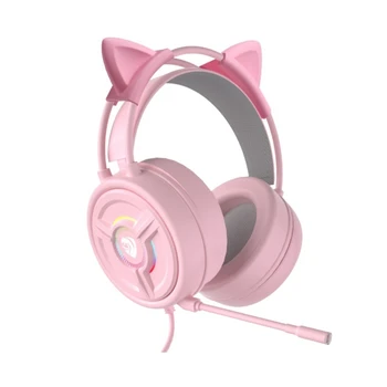  játékhoz Headset macska fülekhez mikrofon RGB fejhallgató 7.1 térhatású hangzás Earphon Dropship