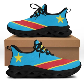 CYWGIFT Kongói zászló 3D nyomtatás Nők Férfi lakások Cipők Színátmenet színe Lélegző puha Chunky cipő hölgyeknek Lányok Zapatos