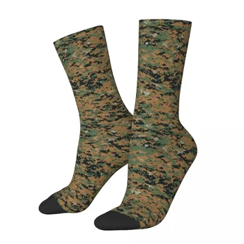 Hip-hop MARPAT Woodland Camouflage Camo Socker Socks Military Polyester Middle Tube zokni Unisex számára Lélegző