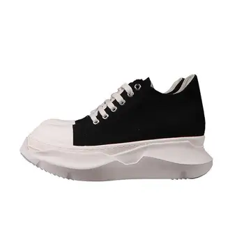 Qvah Owens Férfiak Alacsony TOP Cipők Alkalmi vászon Platform sarok tornacipők Luxus tervező Fűző Őszi fekete Fehér Rózsaszín Csizma