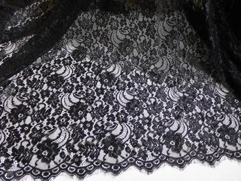 3m/lot Fekete Chantilly szempilla csipke szövet menyasszonyi esküvői ruházati szövetekhez Ellátás függönyök DIY varrómester