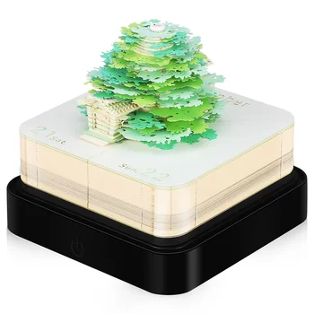 2024 Időmérő naptár Kreatív 3D művészeti naptár 2024 LED lámpákkal Sakura fa könnynaptár szobor Artsy párnák asztal