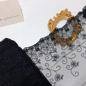 20Yds fekete fekete hálós aranyszál hímzett csipke szövet DIY bankett ruha Cheongsam Art mellkascsomagolás ruházat varrás dekoráció