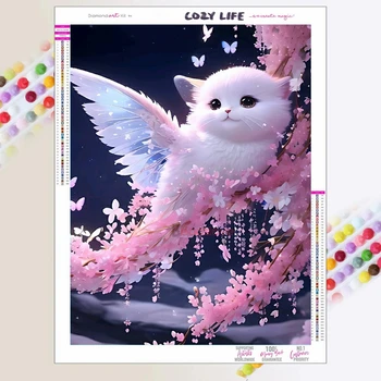 Tündér macska szépség manó gyémánt festés Új keresztszemes készlet 5D DIY mozaik hímzés strassz lakberendezés Gyermek ajándék