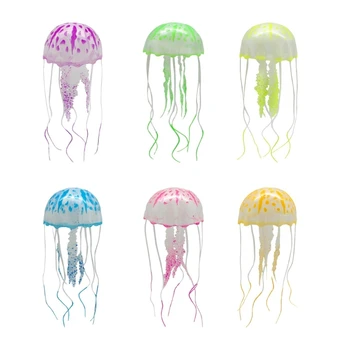 Úszójáték akvárium díszekhez Szép fluoreszcens medúza Többszínű