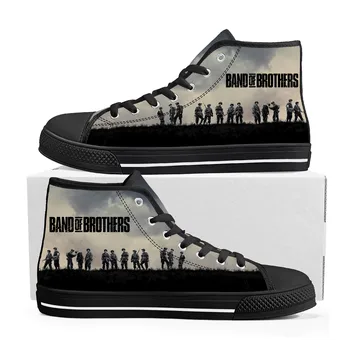 Band of Brothers Magas szárú tornacipők Férfi Női Tinédzser Easy Company Kiváló minőségű vászon tornacipő Alkalmi cipő Egyedi gyártású cipő