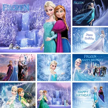 Fagyasztott születésnapi háttér Lila Anna Elza Hókirálynő Disney hercegnő parti dekorációk Banner fotó Háttér Fotózás Kellékek