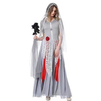 Halloween Cosplay jelmez Szellem menyasszony Halál Boszorkány Vámpír teljesítmény Jelmez játék Horror női álarcos öltönyökhöz